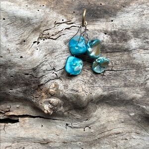 Handmade Blue Turquoise Pearl Drop Earrings